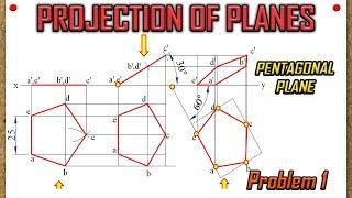 PROJECTION OF PLANES_Recreated_Lecture 1 - Pentagonal Plane with surface & edge inclined to HP & VP