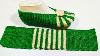 knitting Ladies jutti design very easy way # 128 - बनाइये आसान तरीके से जूती महिलाओं के लिए