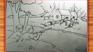 How to draw scenery of Liberation War|| very very easy drawing ️