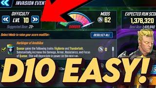 ONLY VIGILANTES! Quasar FULL D10 Scourge Run Gameplay GUIDE! MARVEL Strike Force
