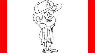 How To Draw Dipper Pines From Gravity Falls Cartoon - Step By Step Drawing