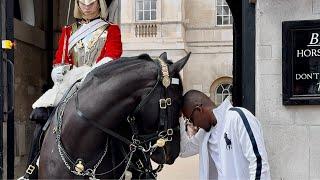 "Unforgettable Encounter: When Majesty Met Adventure at Horse Guard Parade!"