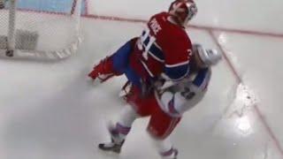 Carey Price Hit on Chris Kreider *Added Angle (10/15/15)