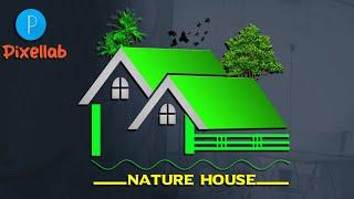 How to make nature house logo design with Pixellab | Natural house logo design