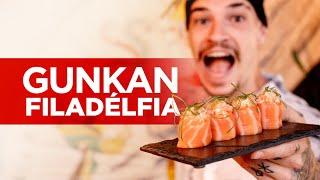 GUNKAN FILADÉLDIA: OVERDOSE DE SALMÃO | Como fazer Sushi