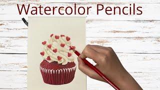 How To Draw A Realistic Valentine's Day Cupcake | Real Time Tutorial | Watercolor Pencils Part 1