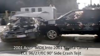 2001 Acura MDX Into 2001 Toyota Camry 90° Side Crash Test (ECE 96/27/EC - 45 Km/h)