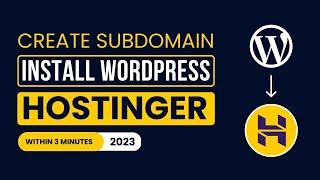 How To Create Subdomain And Install Wordpress In Hostinger 2024 | Hostinger Subdomain Tutorial