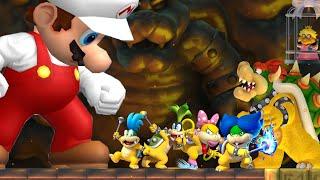 New Super Mario Bros Wii All Bosses with Giant Mario (No Damage)