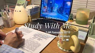 2-HR STUDY WITH ME  [Pomodoro 50/10] cozy fireplace, no music / real time