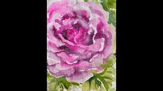 Painting a rose on handmade watercolor paper