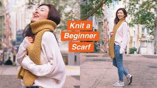 How to Knit a SCARF FOR BEGINNERS | Tips for Neat Edges + Joining New Yarn