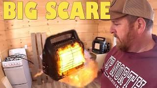 We Almost Burned Down the Mini Off-Grid Cabin! Kitchen Build Part 2