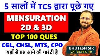 Complete Mensuration best questions asked by TCS (2018 - 2023) in SSC CGL, CHSL, CPO, MTS with PDF