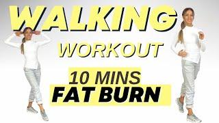 Walk at Home | 10-Minute Walking Workout | Ab Focused and Fat Burning | Knee Friendly | No Jumping