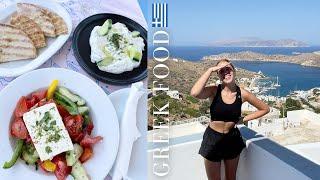 What I eat in a day in GREECE  BEST GREEK FOOD in Ios & Santorini