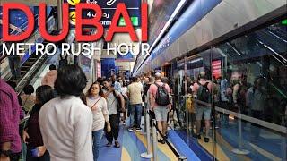 Dubai metro ride: RUSH HOUR! Al Rigga Metro Station to Burjuman Metro Station (01.19.'24: 4K-UHD)