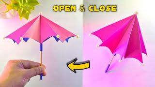 How to make a paper UMBRELLA that open and close | Paper Umbrella Making | Very Easy