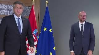 Charles Michel, President of the European Council received Andrej Plenković, Croatian Prime Minister