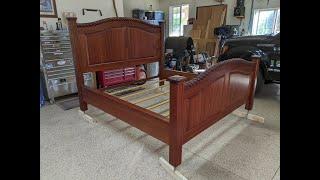 Making a king size Sapele bed with hand carved rope molding and CNC cut panels and rails.