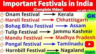 Important Festivals Of India | All State Important festival questions |Current Affairs Gk in English