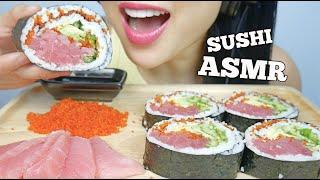 ASMR GIANT SUSHI ROLL + TUNA SASHIMI + TOBIKO EGGS (EATING SOUNDS) | SAS-ASMR