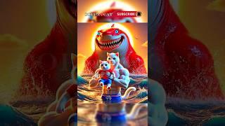 Cat family and red shark. #catoftiktok #catvideos #cutecat #shark #kitten #catlover