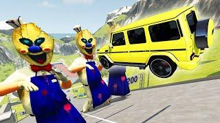 Crazy jumps in cars through the dancing ICECREAM ROD! Cars Crashes -    Beamng Drive