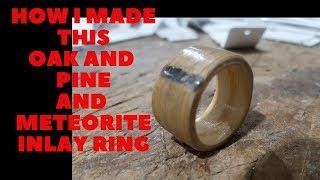 how i made a oak bentwood ring with a black tektite meteorite stone inlay