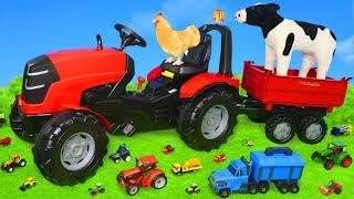 A Tractor collects Toys and Animals from the Farm