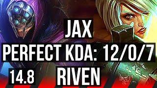 JAX vs RIVEN (TOP) | 12/0/7, Legendary, 36k DMG | EUW Challenger | 14.8