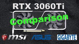 Nvidia RTX 3060Ti MSI vs ASUS vs Gigabyte Benchmark Comparison