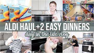 ALDI HAUL + RESTOCK + 2 EASY DINNERS + PREPARING FOR BABY BOY | DAY IN THE LIFE VLOG