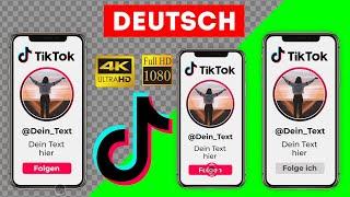 Folgen Button TikTok individuelle Green Screen, transparenter 4K, HD Deutsch