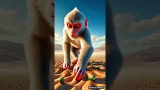 Monkey lived in the desert and the monkey found a water tank  #ai #monkey #desert #shorts