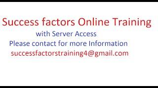 SAP SUCCESSFACTORS Online Training Demo