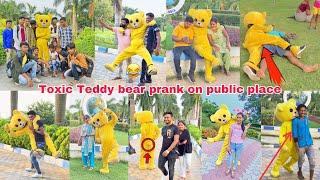 Toxic Teddy bear prank on public place | crazy reaction | full funny video | #toxicteddy #funny