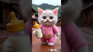  Beautiful Winter Baby Pink Dress White Cute Cat Winter Cute kitten 282 #cat #dudidudidam #shorts