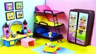 DIY Miniature LOL Doll Bedroom for LOL Dolls With Triple Bunk Beds