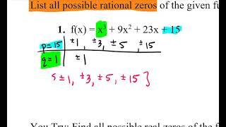 3-8 Rational Zero Theorem Ex 1-4