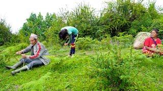 jungle man in the jungle with his wife and daughter @junglefamilycooking