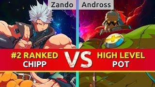 GGST ▰ Zando (#2 Ranked Chipp) vs Andross (Potemkin). High Level Gameplay