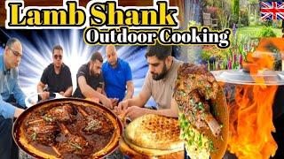 Lamb Shank cooking outdoor Garden Manchester