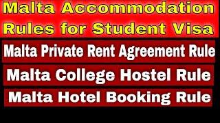 Malta Accommodation Rules for Student Visa | Private Rent Agreement | College Hostel | Hotel Booking