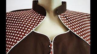 Kurti Collar Neck (High-neck) Design Cutting and Stitching for Beginners