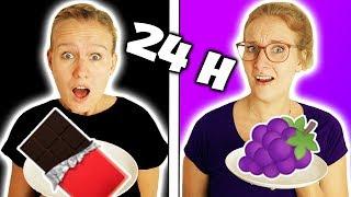 24 Stunden NUR EINE FARBE ESSEN Challenge -Kathi VS Nina -Wer hält 1 Tag ekliges Essen länger durch?