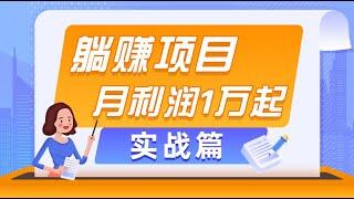 躺赚副业项目，月利润1万起，当天见收益，实战篇