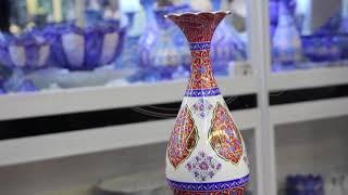 Persian enameled handicraft Minakari   Flower Pot Red Bergamot   20 cm