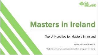 Top Universities for Masters in Ireland | GoIreland @9150049665