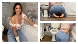 ASMR Cleaning No Talking - Scrubbing The Bathroom - Clean The Bathroom With Me